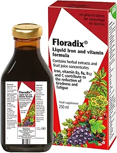 Floradix Floravital Liquid Iron and Vitamin Formula 8.5 fl.oz. - 250 ml. - Κατασκευασμένο στη Γερμανία (3 Pack)