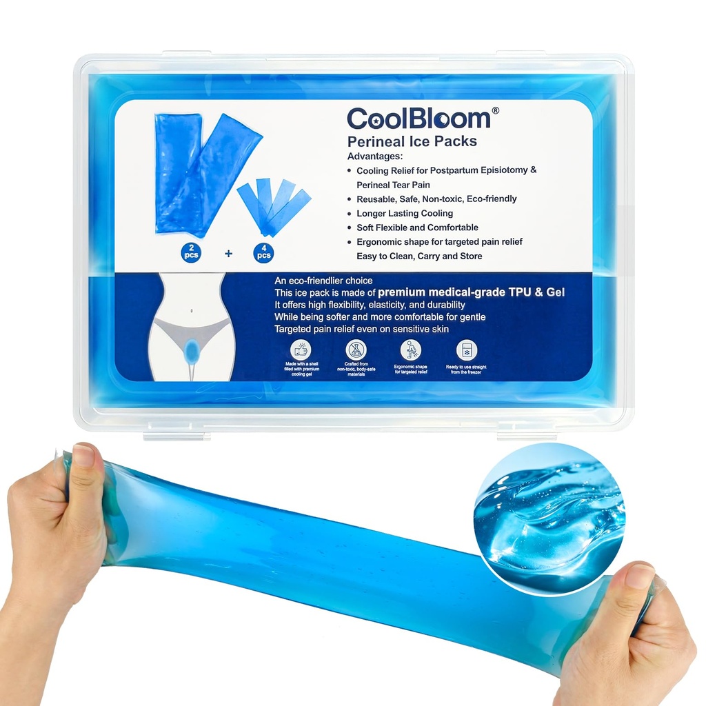 Reusable Postpartum Ice Packs, Flexible Frozen Medical-Grade Hot Cold Therapy Perineal Ice Packs for Postpartum Stitches, Hemorrhoids & Swelling Relief