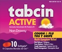 tabcin Active Cough & Flu Multi-Symptom Relief Softgels, Cold & Flu Symptom Support Daytime Formula, 10 Softgels (Pack of 1)
