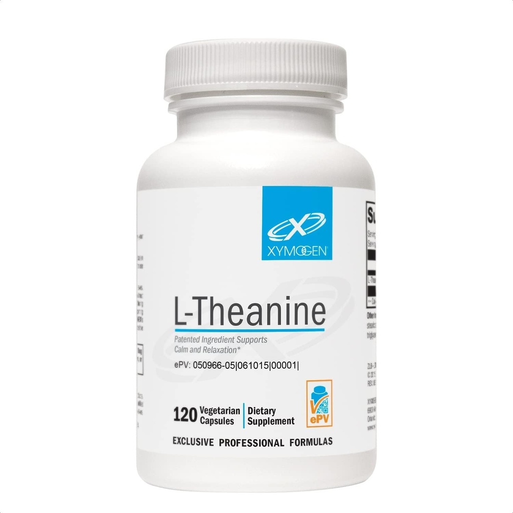 XYMOGEN L-Θεανίνη - Πατενταρισμένο Suntheanine L theanine 400mg ανά υπηρεσία - Amino Acid συμπλήρωμα για την υποστήριξη ηρεμίας + χαλάρωσης χωρίς υπνηλία, ηπατική υγεία (120 κάψουλες)