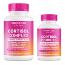 Pink Stork Cortisol Supplement + Probiotic Bundle - 25 Billion CFU, Mood and Adrenal Support Supplement, Stress Manager with Organic Ashwagandha, Gut Health, Energy, Focus – Lower Cortisol