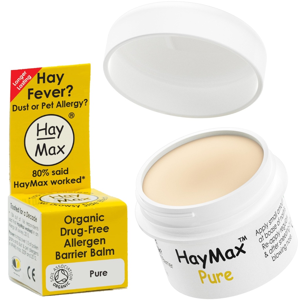 HayMax Allergen Barrier Balm - Pure 0.17 fl oz - Βιολογικό, Φυσικό & Μη-Νυφικό Πυρετός Hay & Αλλεργία Κάλυμμα ανακούφισης - Μπλόκα Pollen & Άλλα αλλεργιογόνα Σωματίδια - Μεγάλη για Ενήλικες, Παιδιά & Έγκυες Γυναίκες