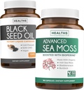 Black Seed Oil & Irish Sea Moss (3-Month Supply) - Power Duo Bundle Black Seed Oil (180 Κάψουλες) Ψυχρό-Pressed Nigella Sativa & Irish Sea Moss (180 Κάψουλες) με Bioperine και Bladderwrack