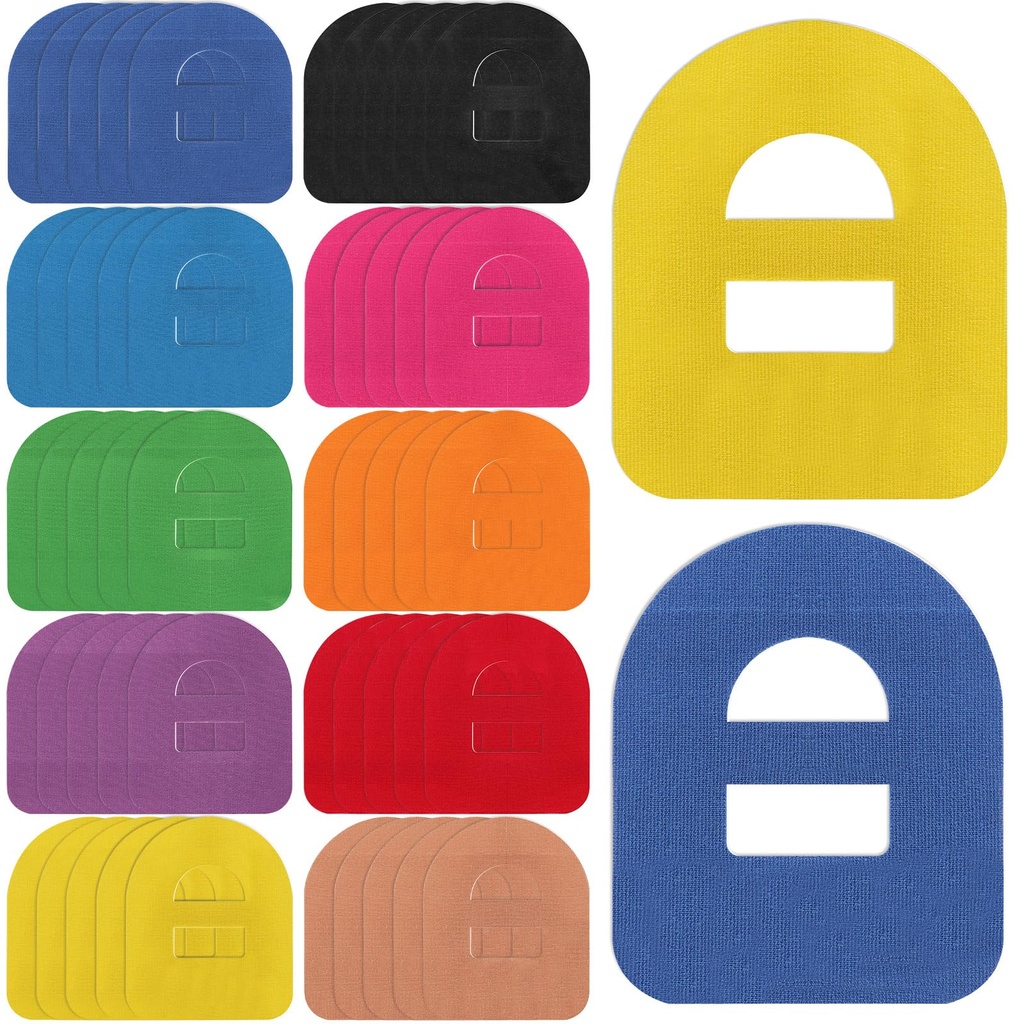 50 PCS-Omnipod 5 Adhesive Patch, Pre-Cut Waterproof Adhesive Overpatches with Strap, Split Backing Sweatproof Tape Long Fixation for Your Glucose Monitor Sensor (Colorful)