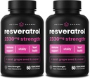 NutraChamps Resveratrol Supplement, Extra Strength Formula for Healthy Aging, Immune Support, 60 Vegan Capsules with Trans-Resveratrol, Green Tea Leaf, Acai Berry & Grape Seed Extract (Pack of 2)