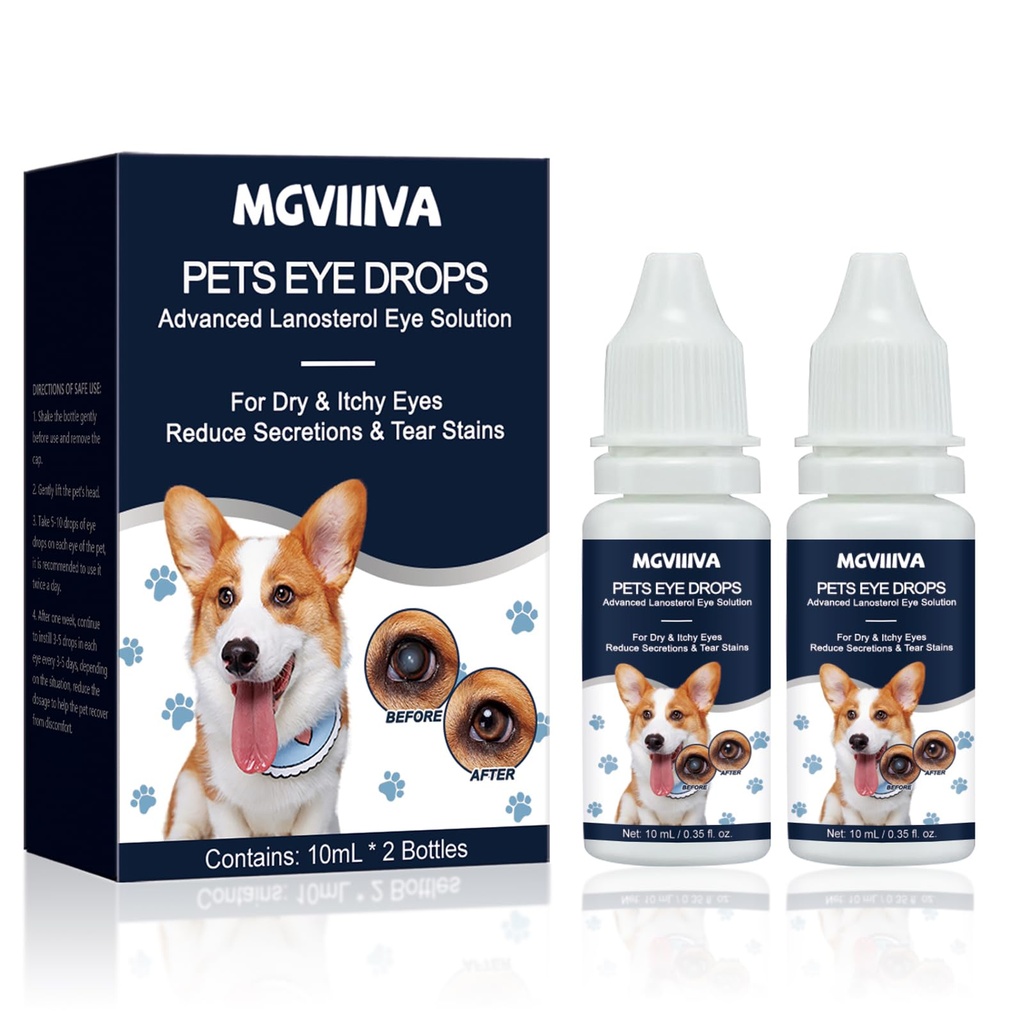 Dog & Cat Cataract Eye Drops & Infection Treatment – Vet-Recommended Formula for Cloudy, Itchy, Watery, Goopy Eyes and Pink Eye Treatment, Natural All-in-One Relief for Pet Eye Issues (2 X 10 ml)