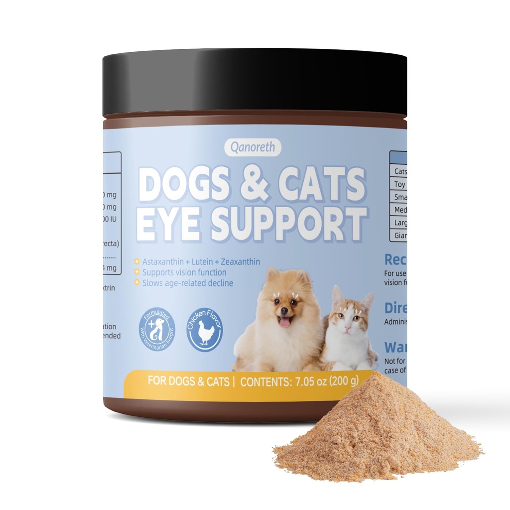 Dog Eye Supplements - Eye Supplements for Dogs and Cats with Lutein, Astaxanthin & Vitamins A C E - Supports Clear Vision, Retina & Lens Health, Antioxidant Eye Support, Non-GMO, Gluten Free, 7.05 oz
