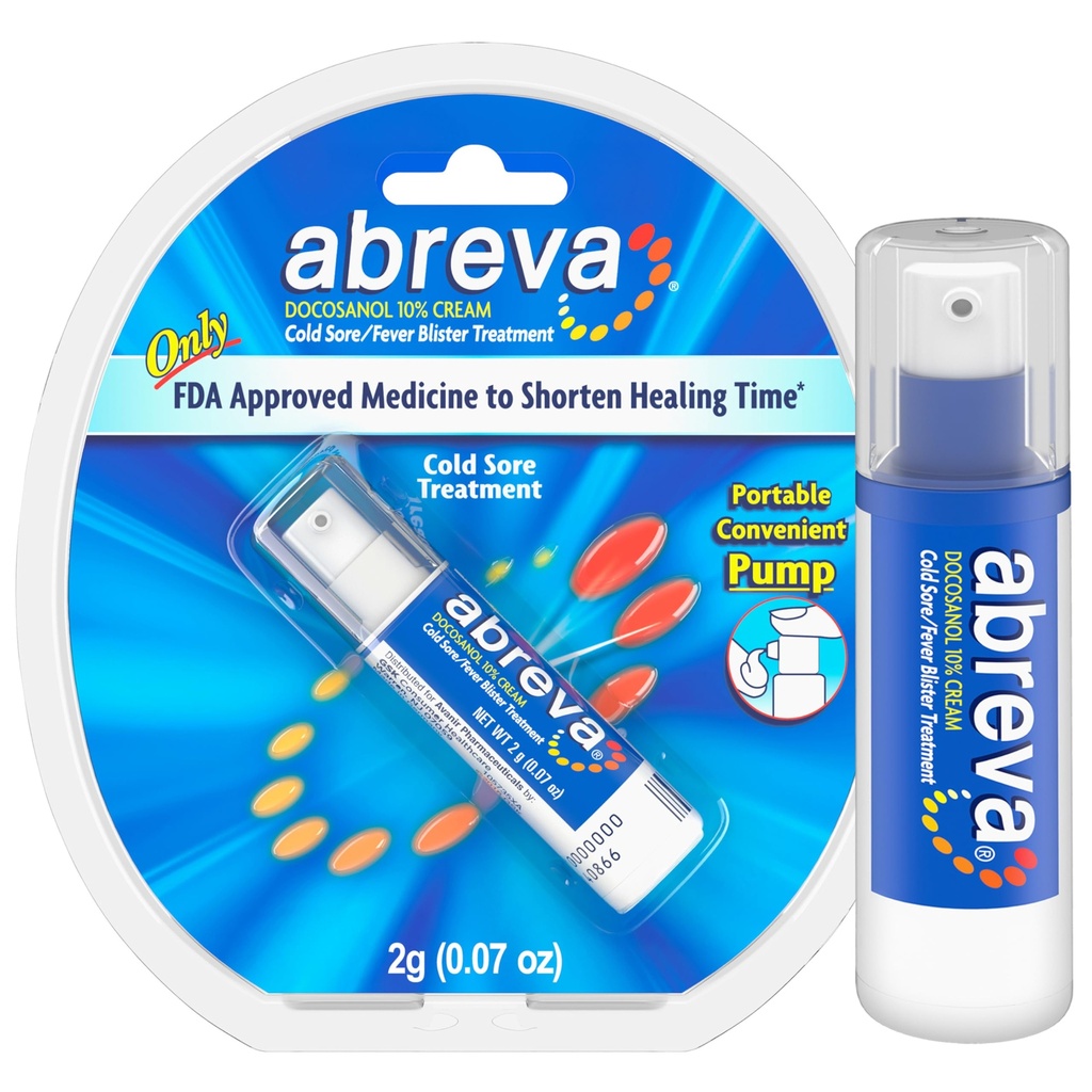 Abreva 10 τοις εκατό Docosanol Ψυχρή θεραπεία, Αντιμετωπίζει τον πυρετό σας Κυψέλη σε 2,5 ημέρες - 0.07 Οz αντλία
