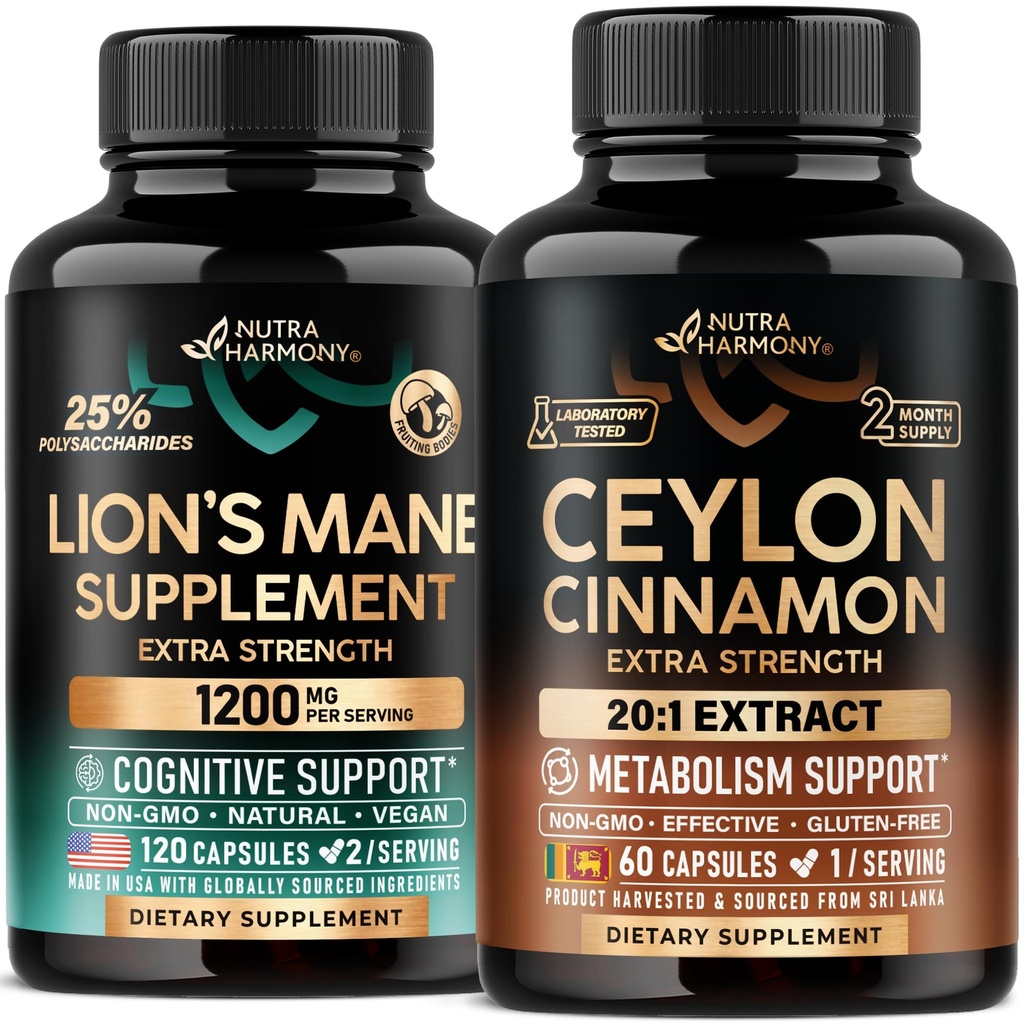 NUTRAHARMONY Ceylon Cinnamon & Lions Mane Capsules