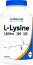 Nutricost L-Lysine 1000mg, 120 δισκία - Χωρίς γλουτένη, μη ΓΤΟ, και χορτοφάγους φιλικούς