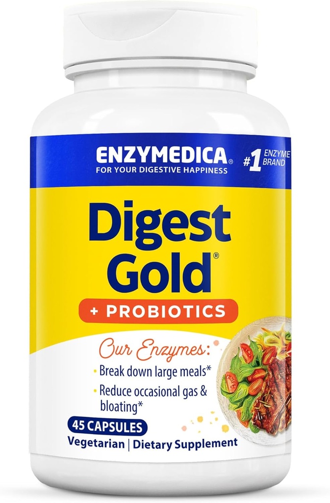 Enzymedica Digest Gold + Probiotics, 2-σε-1 Formula for Gut Health, Digestive Enzymes & 1 Δισεκατομμύρια Ενεργοί Προβιοτικοί Πολιτισμοί, 45 Count (FFP)
