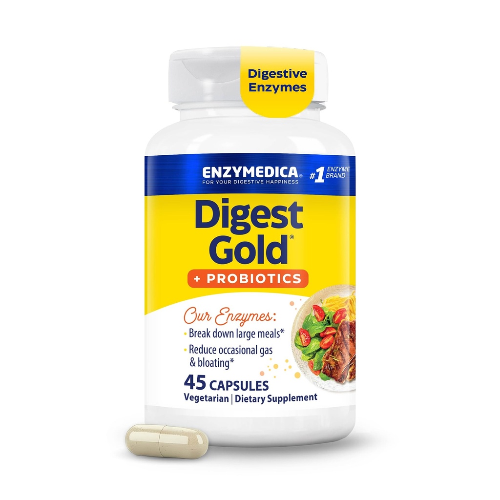 Enzymedica Digest Gold + Probiotics, 2-σε-1 Formula for Gut Health, Digestive Enzymes & 1 Δισεκατομμύρια Ενεργοί Προβιοτικοί Πολιτισμοί, 45 Count (FFP)