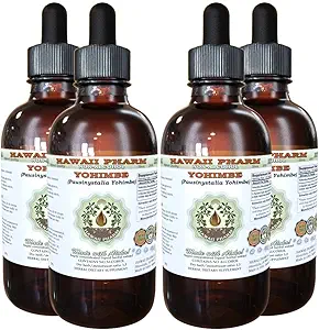 Hawaii Pharm Yohimbe Alcohol-Free Liquid Extract, Yohimbe Liquid (Pausinystalia Yohimbe) Dried Bark Glycerite Natural Herbal Supplement, USA 4x4 fl.oz