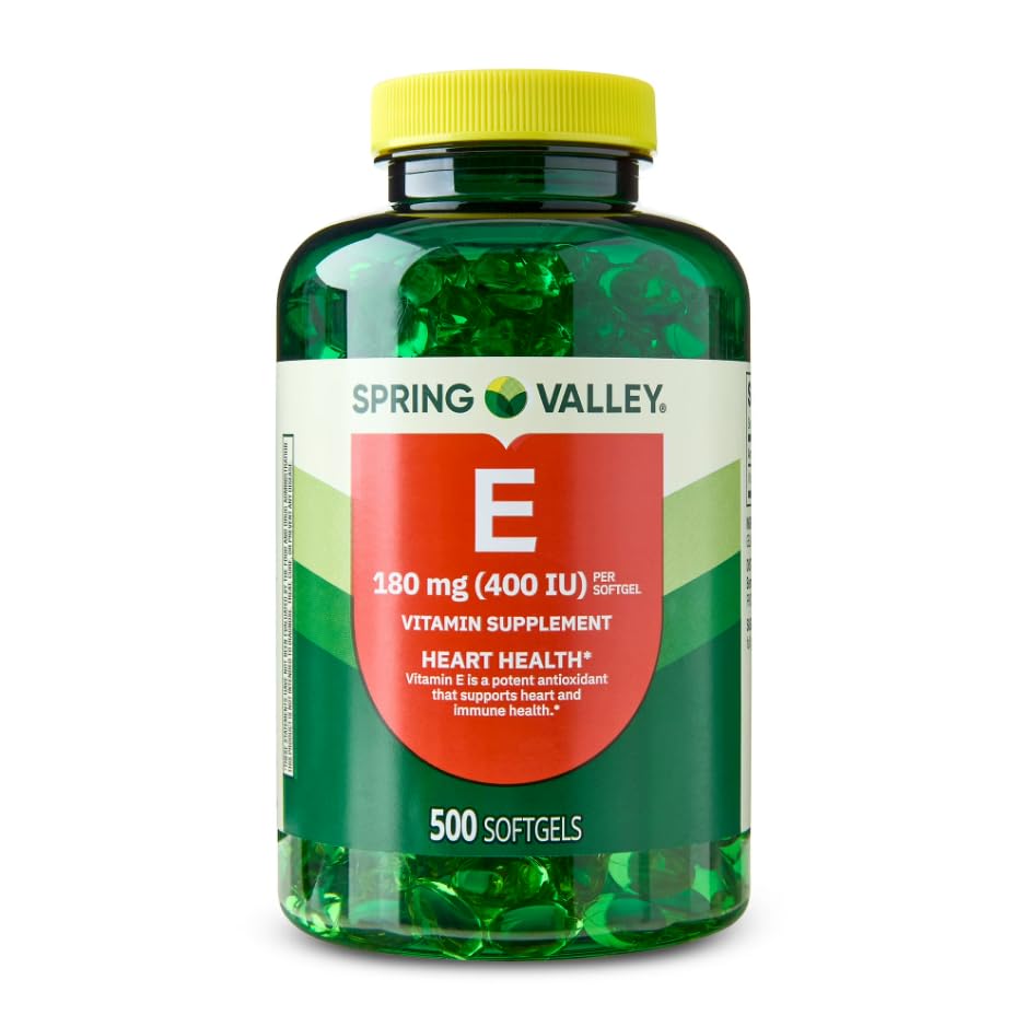 Vitamin E Dietary Supplement Softgels, 180 mg, Supports Heart Health, 500 Softgels + Dipaze Gift (Container)