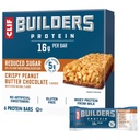 CLIF BUILDERS Protein Bars - Crispy Peanut Butter Chocolate Flavored - Reduced Sugar - Gluten Free - 16g Protein - No Artificial Sweeteners - 1.97 oz. (36 Pack)