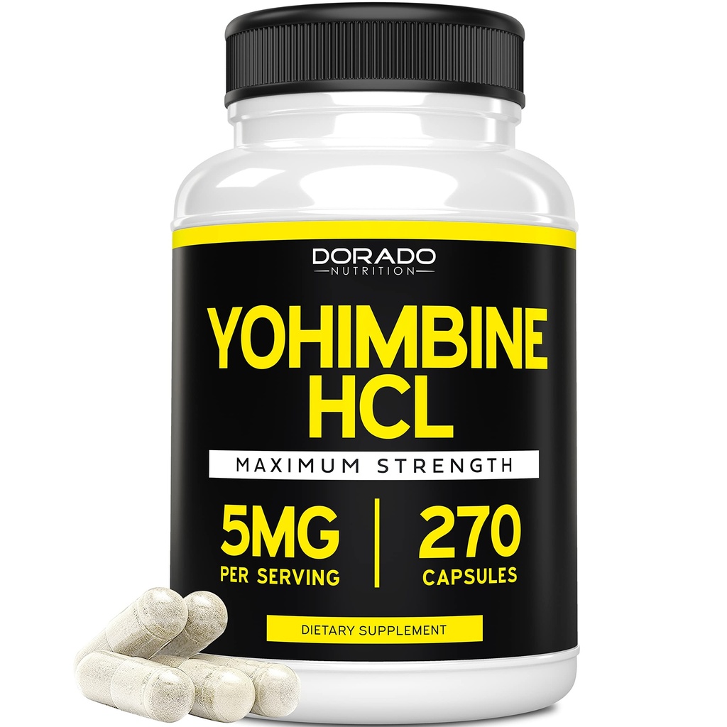 Yohimbine HCL 5mg για άνδρες και γυναίκες (270 κάψουλες) More Poent Than Yohimbe Bark Powder - Quality Guarante - Third Party Tested for Potency & Purity - Vegan, Gluten Free & Non-GMO - USA Made