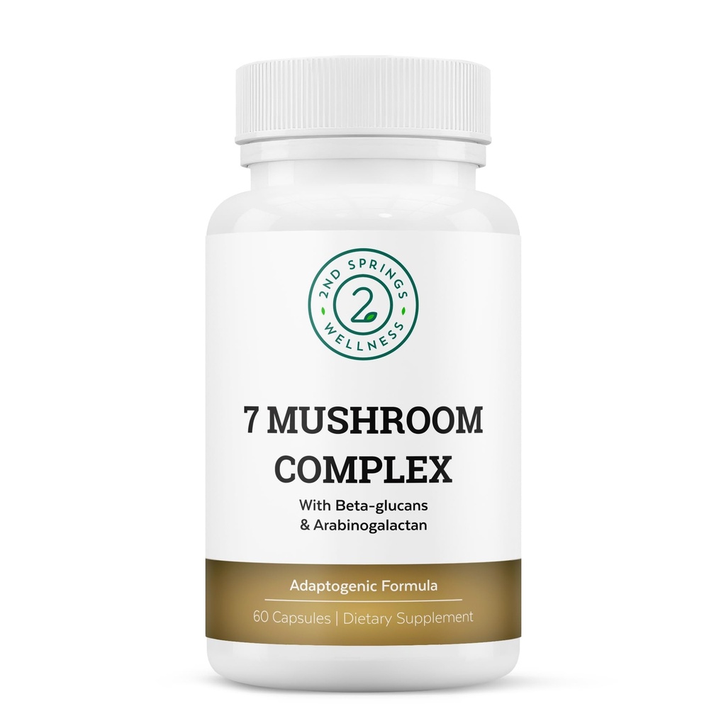Οργανικό Mushroom Complex - 7 Mushroom Blend Ανοσολογική Υποστήριξη Nootropic & Cognitive Health Supplement with Organic Lion's Mane, Chaga, Maitake, Shiitake, Reishi, Turkey Tails, Cordyceps Mix