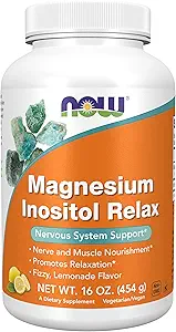 NOW Foods Supplements,powder Magnesium Inositol Relax, Nervous System Support*, Fizzy Lemonade Flavor, 16-Ounce