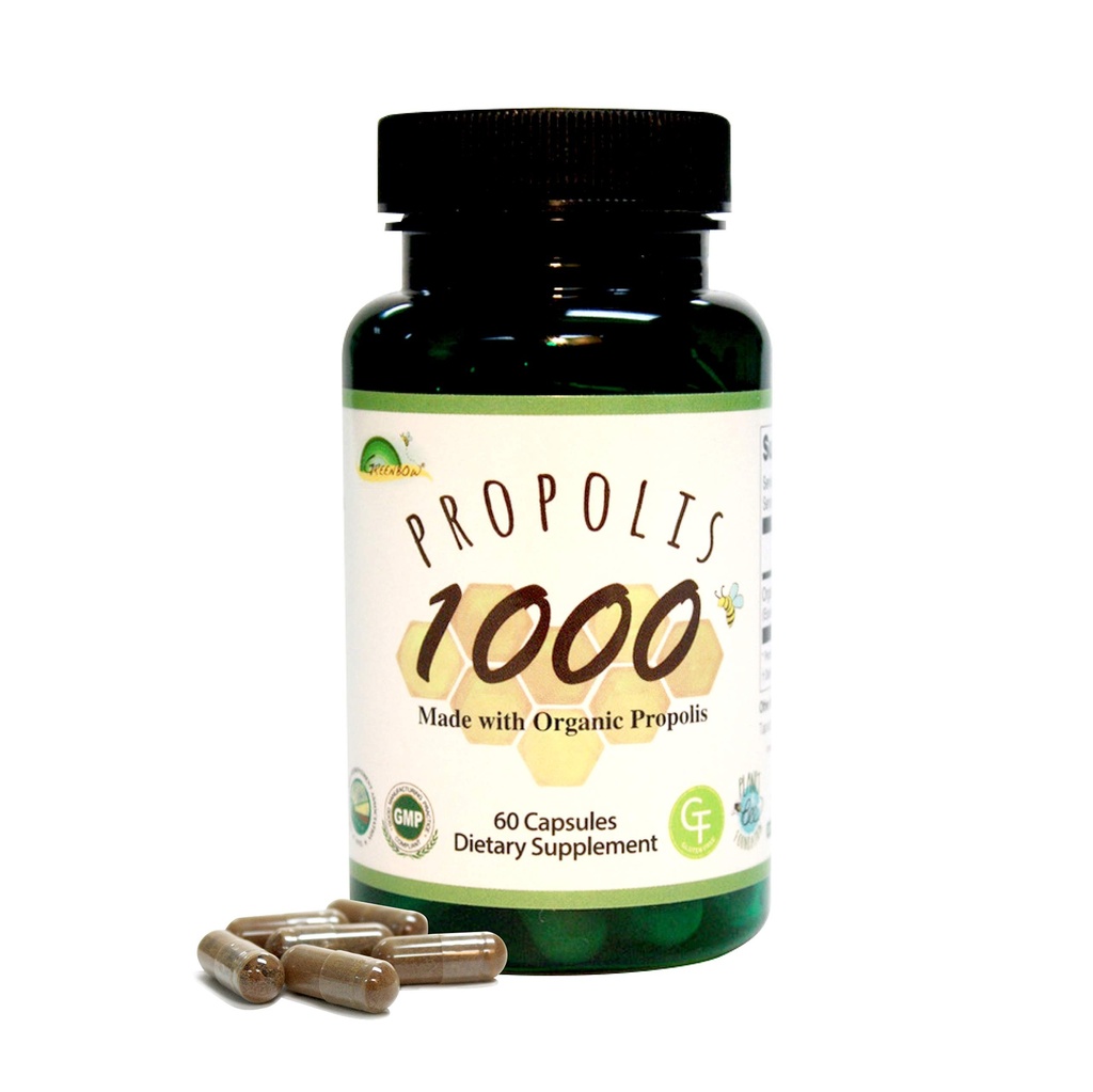 GREENBOW Πρόπολη 1000mg NonGMO Κατασκευασμένο με οργανική πρόπολη 60 κάψουλες VEGAN CAPSULES
