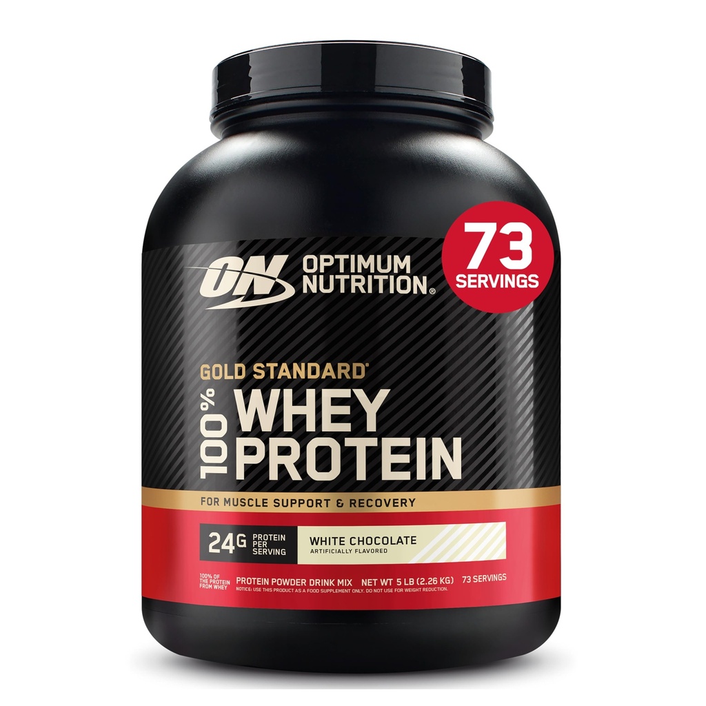 Βέλτιστη διατροφή Gold Standard 100% πρωτεΐνη Whey σκόνη, λευκή σοκολάτα, 5 λίρες (συσκευασία Μαΐου Vary)