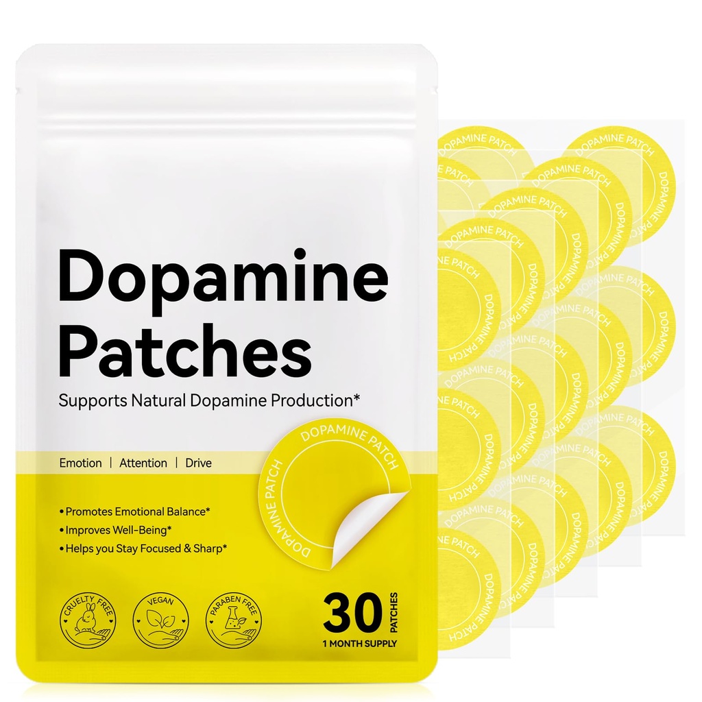 Dopamine Patches - Plant-Based Herbal Blend, Supports Dopamine & Serotonin Balance - Transdermal Wellness Patch for Men & Women - 30 Count (1 Month Supply)