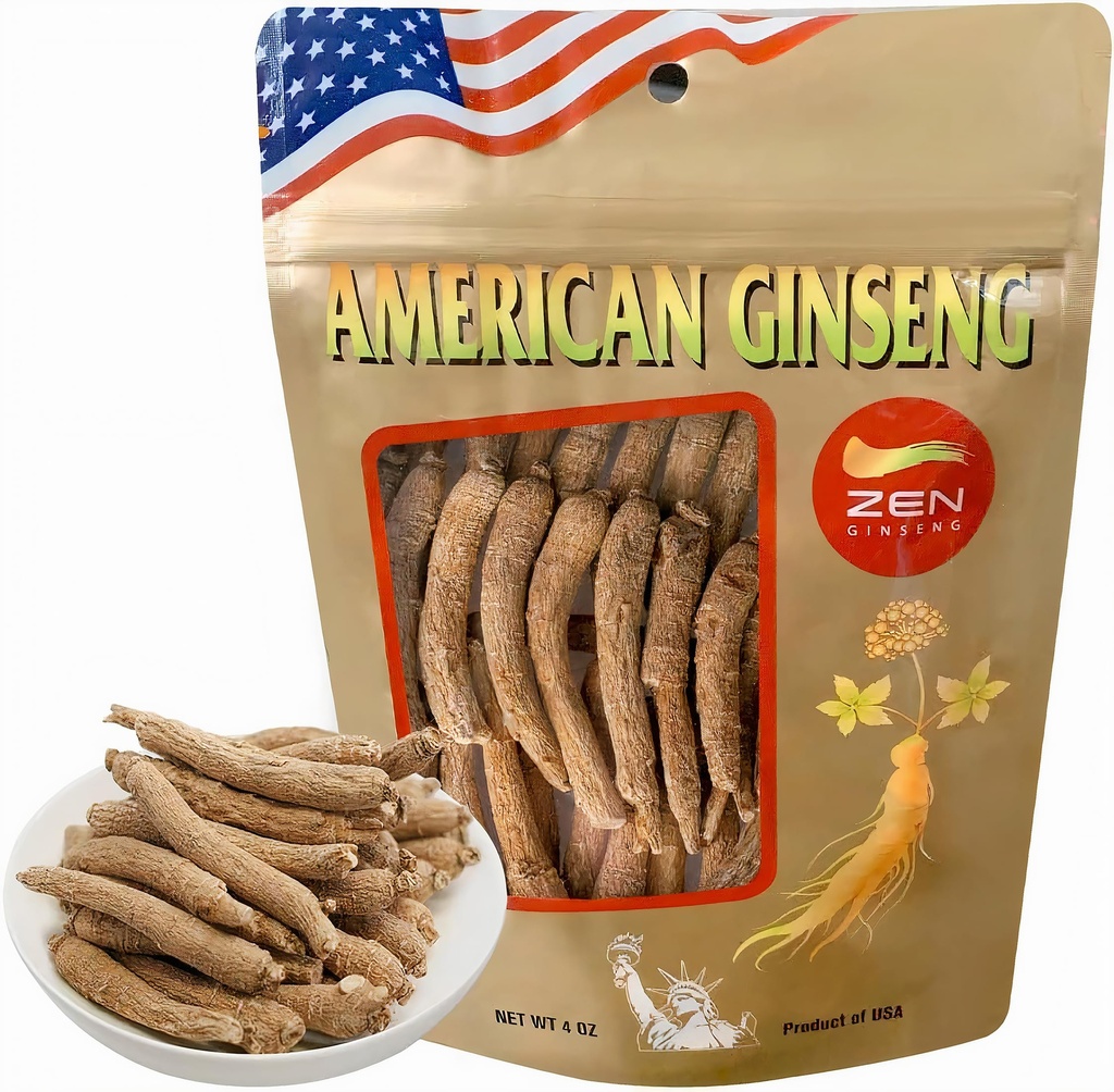 Zen Ginseng - 4 oz Τσάντα της αμερικανικής Γουισκόνσιν Ginseng Root - Μη-GMO, Χωρίς γλουτένη. Προσθέστε αυτό Ginseng σε σούπα, τσάι, καφέ, χυμούς, smoothies και ψήσιμο (Μικρή μακριά ρίζα 4 oz τσάντα)