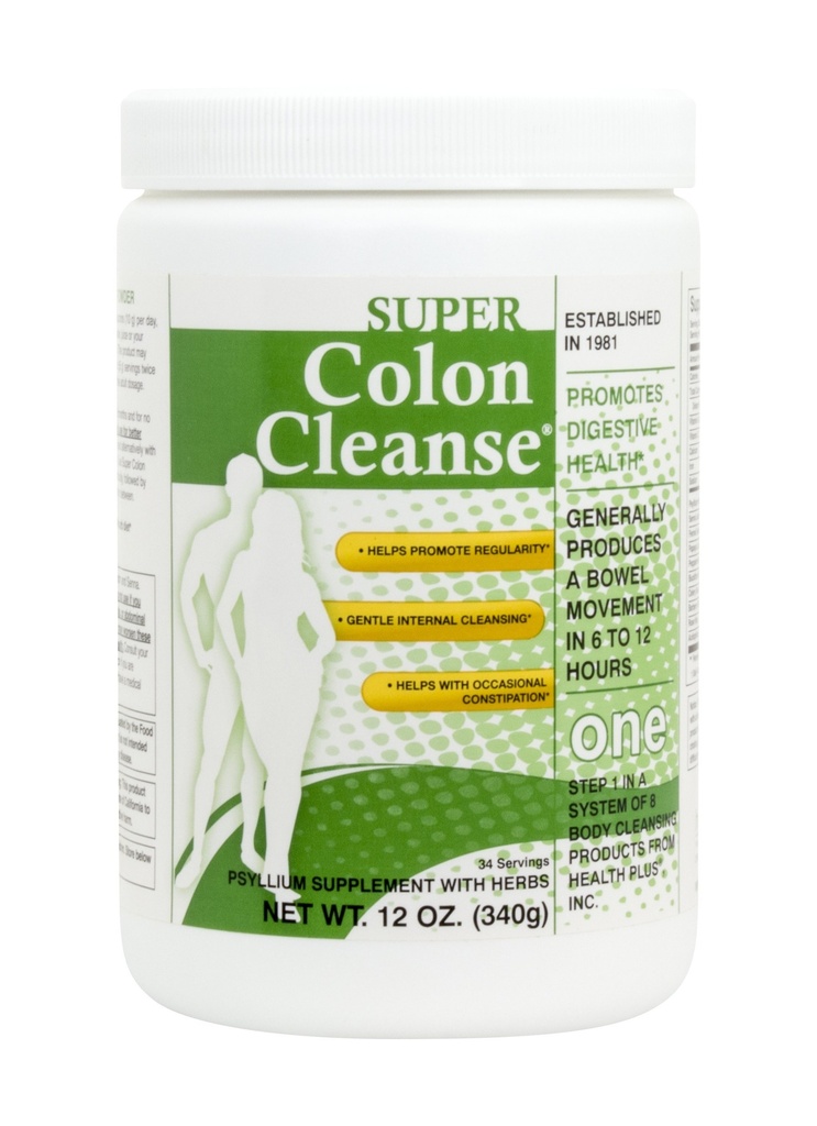 Health Plus Super Colon Cleanse, 12 oz Powder, 68 Servings - Φυσικό Detox, Digestive Constipation Relief, Gentle Gut Cleanse με Psyllium Husk & Senna Leaf
