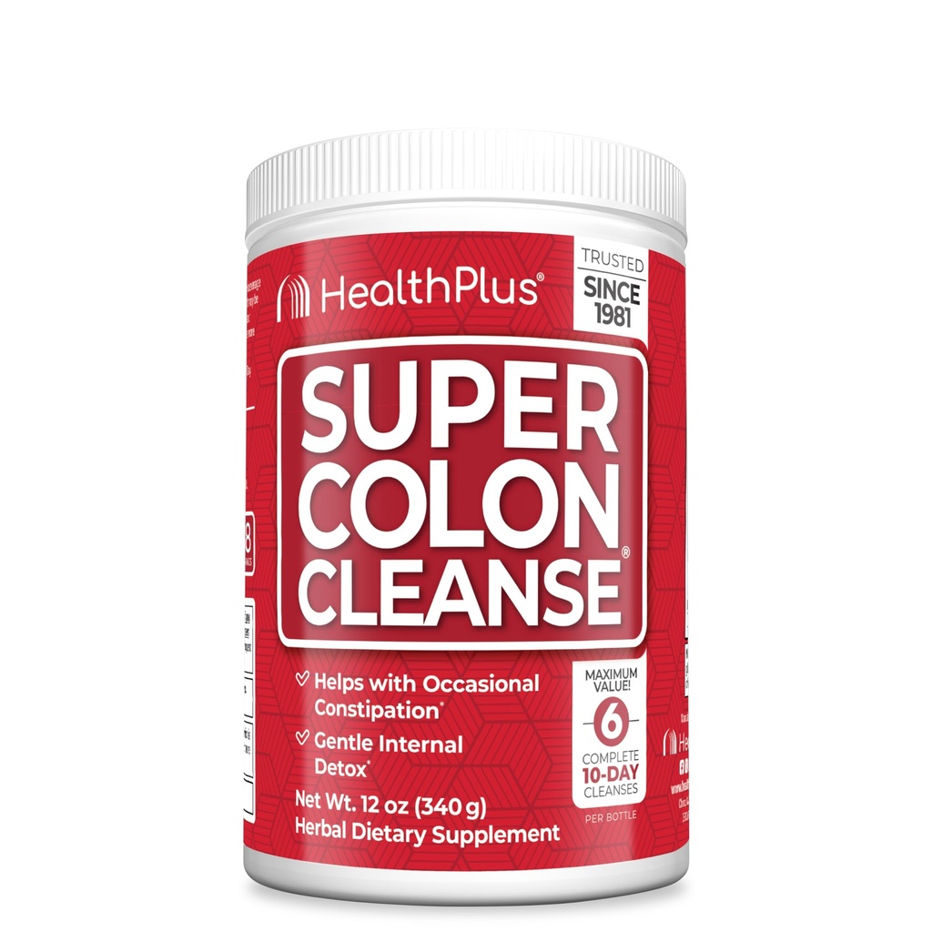 Health Plus Super Colon Cleanse, 12 oz Powder, 68 Servings - Φυσικό Detox, Digestive Constipation Relief, Gentle Gut Cleanse με Psyllium Husk & Senna Leaf