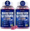 Γλυκινικό μαγνήσιο 500mg/250mg για ενήλικες εφήβους - Plus D3,B6 & ψευδάργυρος - Γλυκινικό μαγνήσιο Gummies, Υψηλή απορρόφηση - Υποστήριξη για χαλάρωση,Brain,Bone & Ανοσία Υγεία - Χωρίς ζάχαρη - 120Cts