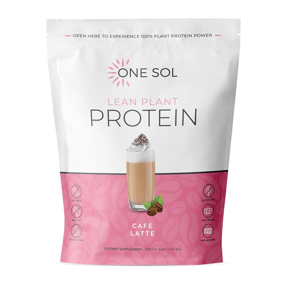 One Sol Lean Plant-Based Protein Powder, Pea & Brown Rice Protein, Low Carb, Vegan Friendly - Gluten, Lactose, & Soy Free - No Added Sugar, Non-GMO, Clean Nutrition, No Bloating (Latte)