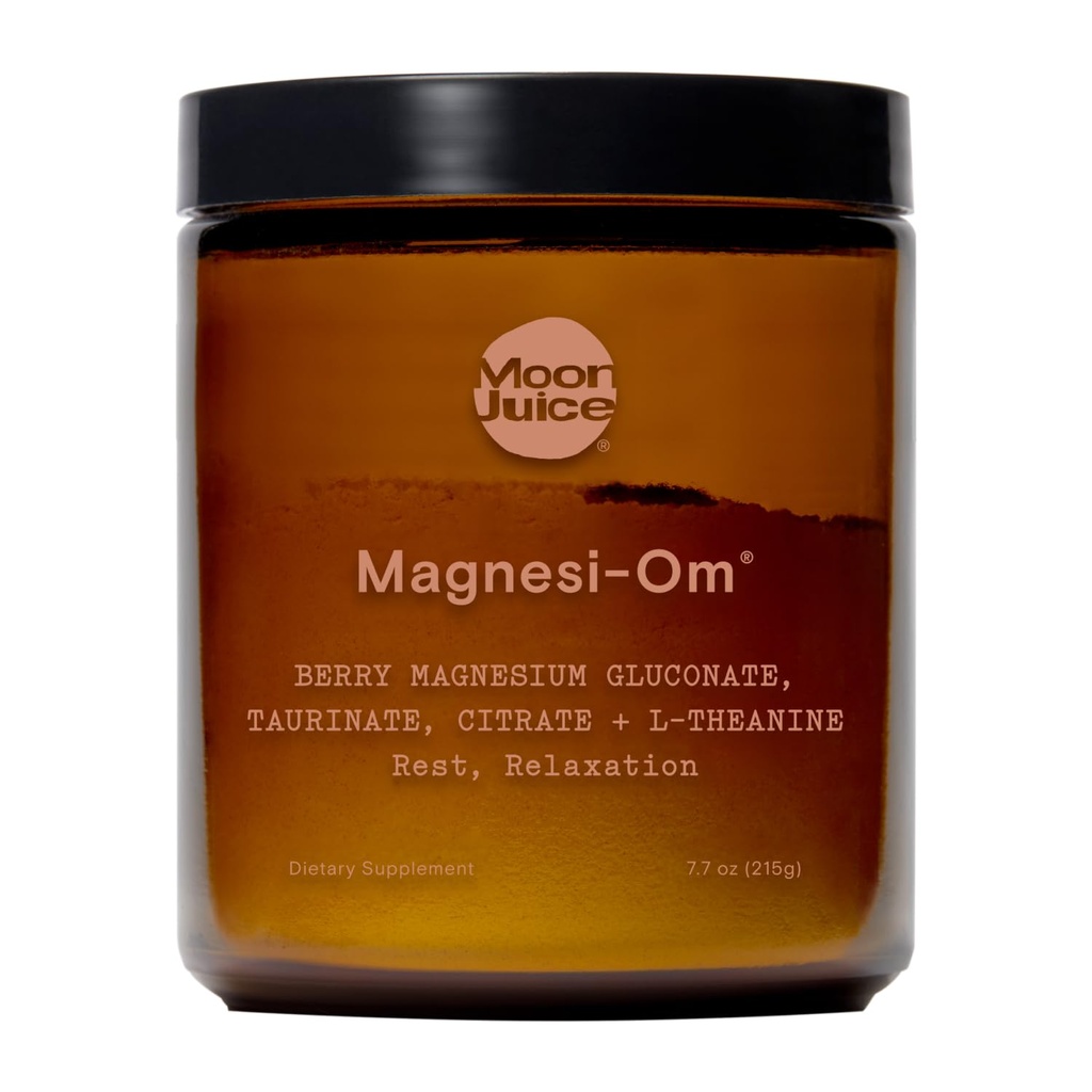 Moon Juice Magnesi-Om Magnesium Powder Supplement - Chelated Magnesium Complex + L-Theanine Blend for Rest, Relaxation & Regularity - Vegan, Non-GMO & No Sugar, Berry, 7.7 oz, 55 Servings
