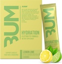 RAW Electrolytes Powder Hydration Drink Mix Packets, Bum Hydrate (Lemon Lime, 20 Servings) - Electrolyte Hydration Packets Supports Muscle Function & Endurance - Keto Free Electrolytes Powder Packets