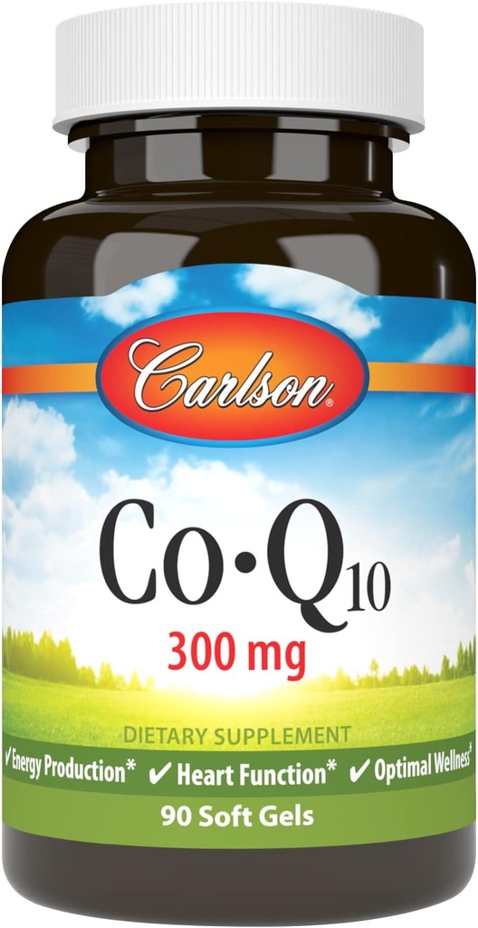 Carlson - Co-Q10, Συνένζυμο Q10, 300 mg, Ενεργειακή Παραγωγή & λειτουργία καρδιάς, 60 Softgels
