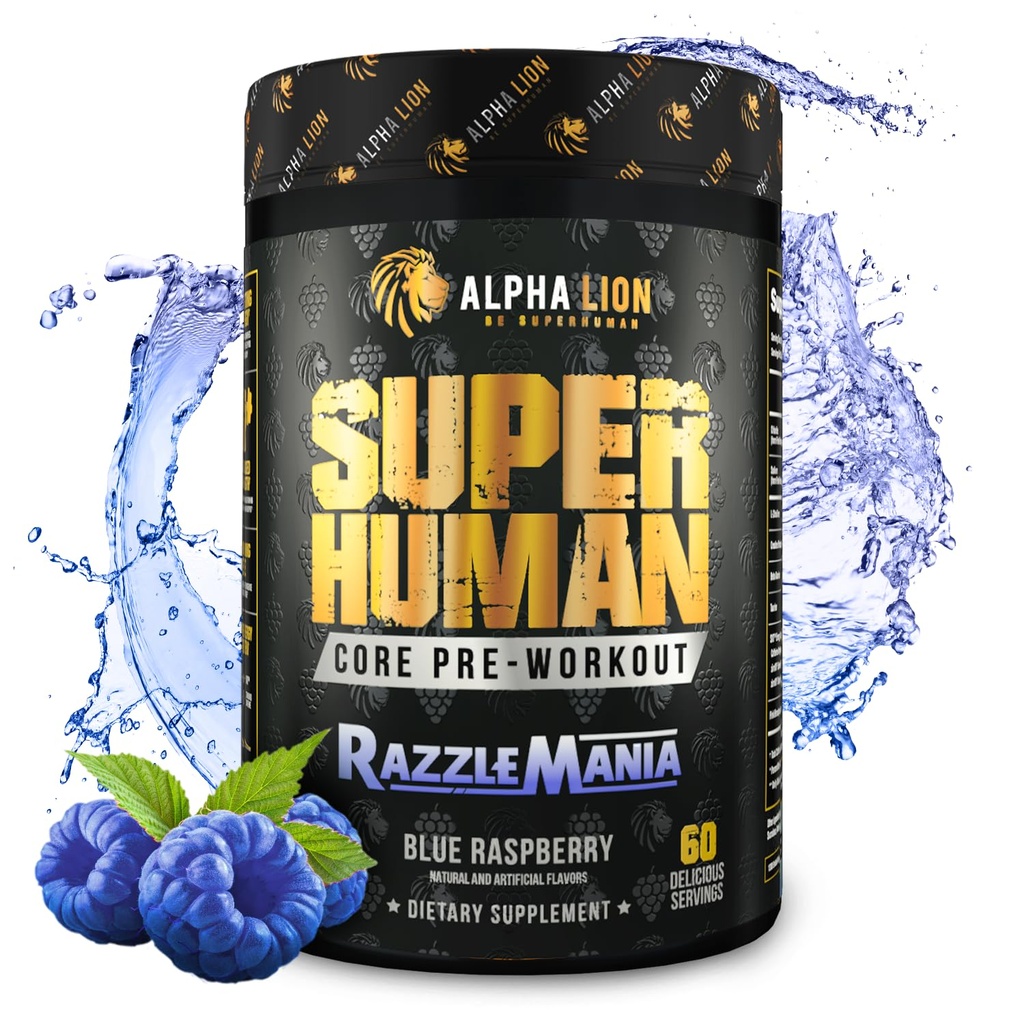 ALPHA LION Core προ προπόνηση με Creatine για την απόδοση, Beta Alanine για τους μυς, L-Citrulline για αντλία & Tri-Πηγή καφεΐνη για τη διαρκή ενέργεια (60 εξυπηρετούν, Razzle Mania)