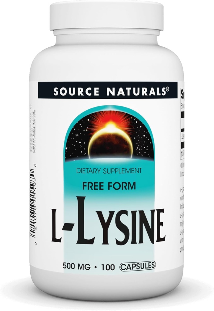 Source Naturals L-Lysine Free Form -Amino Acid Supplement Supports Energy Formation & Collagen - 100 Κάψουλες