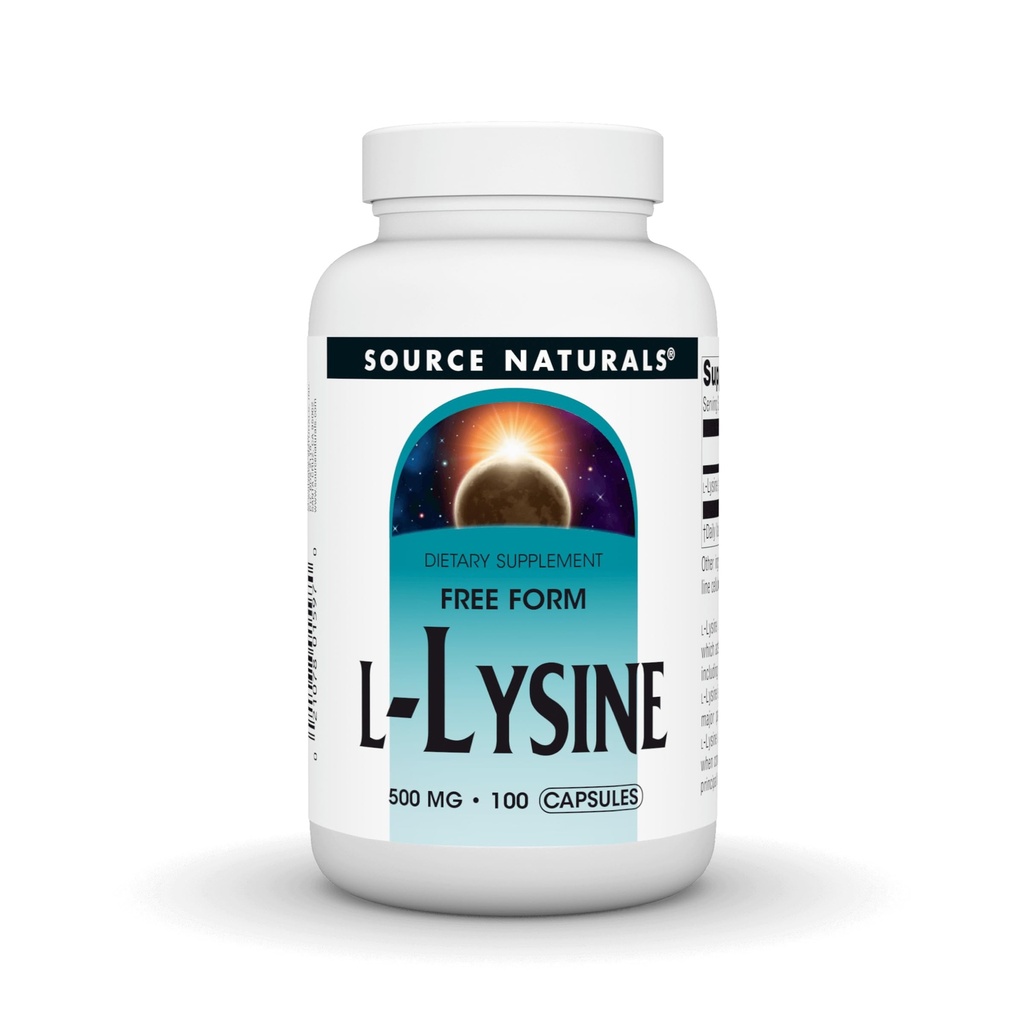 Source Naturals L-Lysine Free Form -Amino Acid Supplement Supports Energy Formation & Collagen - 100 Κάψουλες