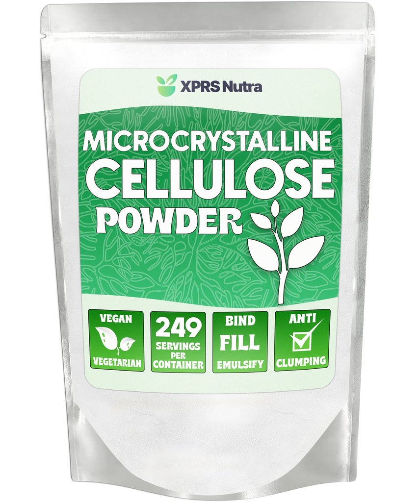 XPRS Nutra Μικροκρυσταλλική Κυτταρίνη Σκόνη - Odorless Cellulose Fiber Powder - 100% Pure Powdered Cellulose Supplement is an Insolute Fiber for Pill Binder Mix and Cellulose Paste (1,10 Λίρες)