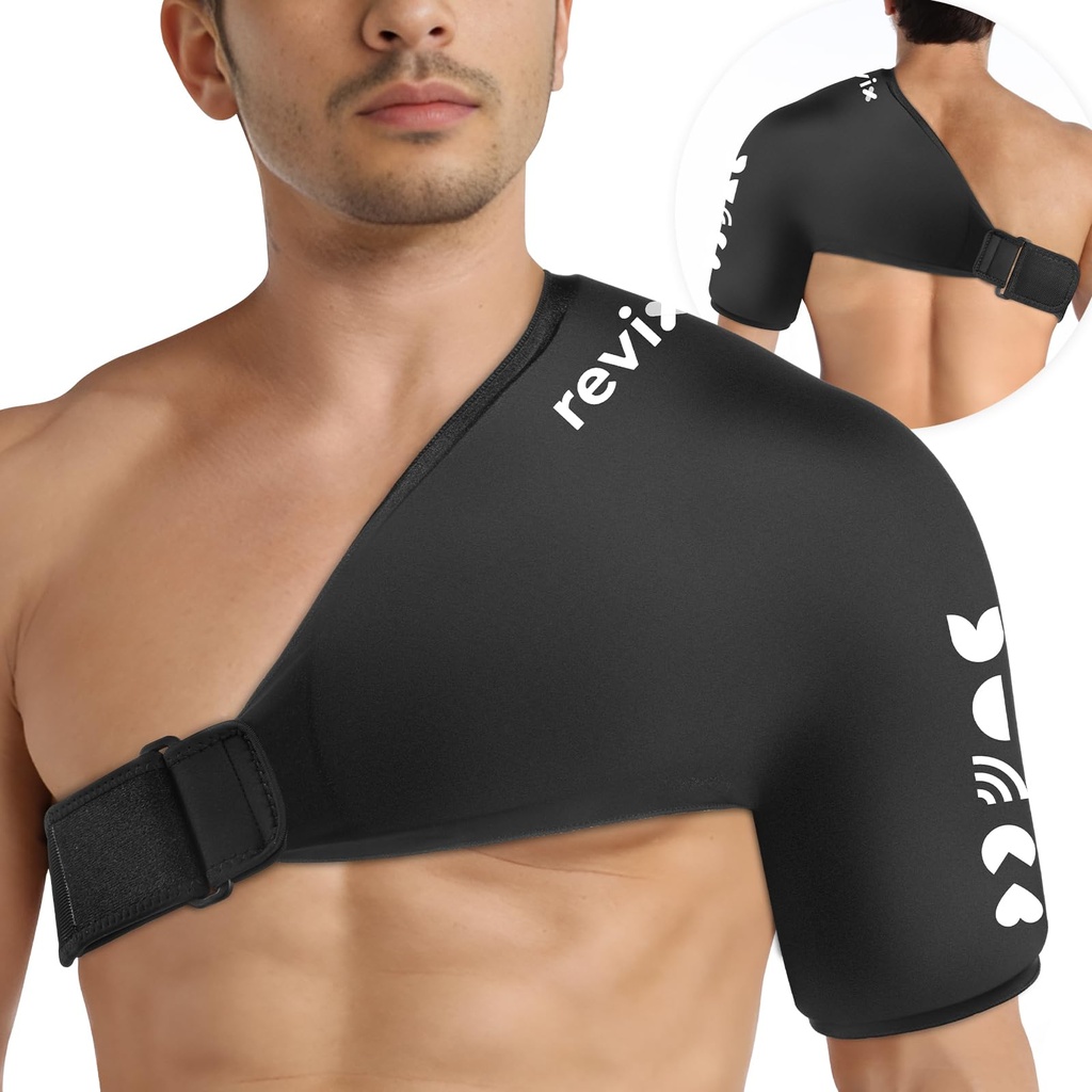 REVIX Large Shoulder Ice Pack for Rotator Cuff Cold Therapy, Premium Solid Gel Shoulder Ice Pack XL with Soft Lycra, Reusable Large Cold Pack for Men and Women Post-Workout Recovery & Discomfort