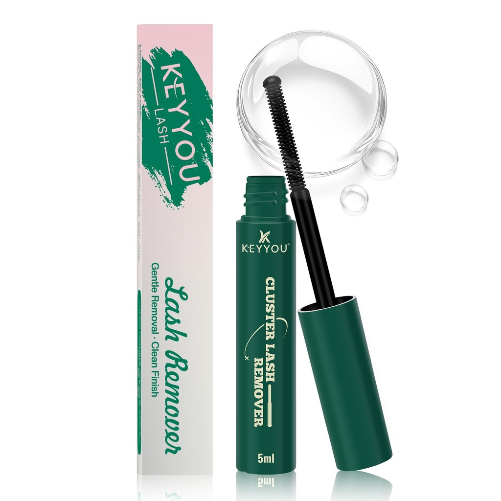 KEYYOU Lash Cluster Lash Remover 5ML, Oil-Based Lash Glue Remover for Lash Bond and Seal, Gentle Non-Irritating Eyelash Remover for Lash Clusters, Self-Application DIY Use