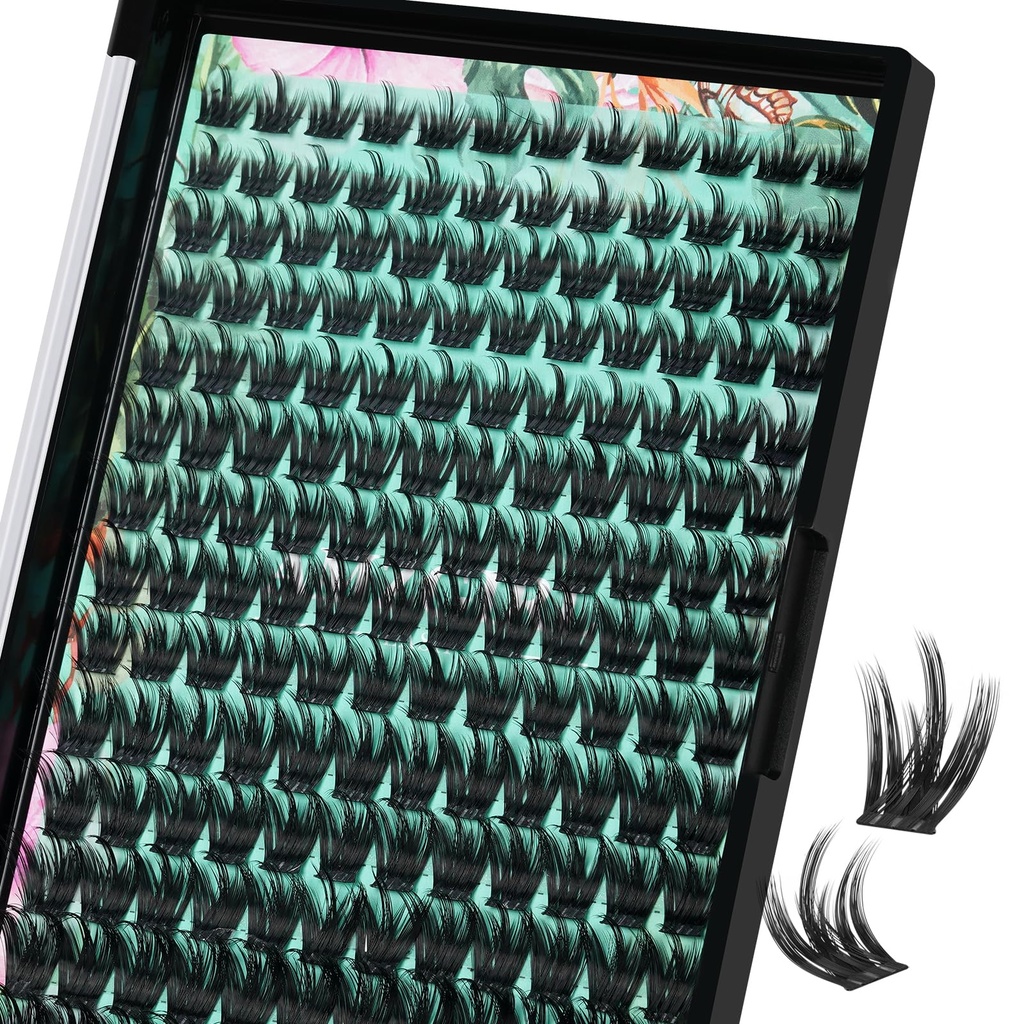 Lash Clusters Wet Look 168Pcs Eyelash Cluster Ultra-Thin Lash Band Eyelashes Extensions Spiky Anime Wide Span Lashes(Orchid,D-Mix10-18mm)