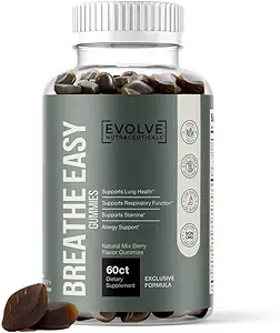 Evolve Breathe Easy Lung Gummies, Mullein Leaf, Boswellia Resin, Nettle Root, Forskolin, Butterbur, Bromelain, Allergy Relief, Asthma, Cough Support, Smokers Lung, Vaping Illness