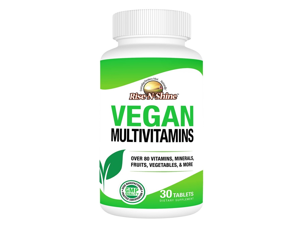 Rise-N-Shine Vegan MultiVitamins Complete Daily MultiVitamin και MultiMineral για άνδρες και γυναίκες με πάνω από 80 βιταμίνες, ορυκτά, φρούτα, λαχανικά και περισσότερα 30 μέτρα