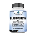 American Standard Συμπληρώματα Μαύρο Cohosh 1300mg ανά υπηρεσία με Black Pepper Fruit Extract - Vegan, Χωρίς γλουτένη, μη GMO, 90 κάψουλες, 45 εξυπηρετούν