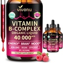 VivoNu Vitamin B Complex Liquid Drops, Methylated Vitamin B12 6000 mcg, B1, B6, B3, B5, B2, Folate, Biotin with Vitamin C D A E, Magnesium, Zinc, CoQ10 for Energy (3 Bottle)