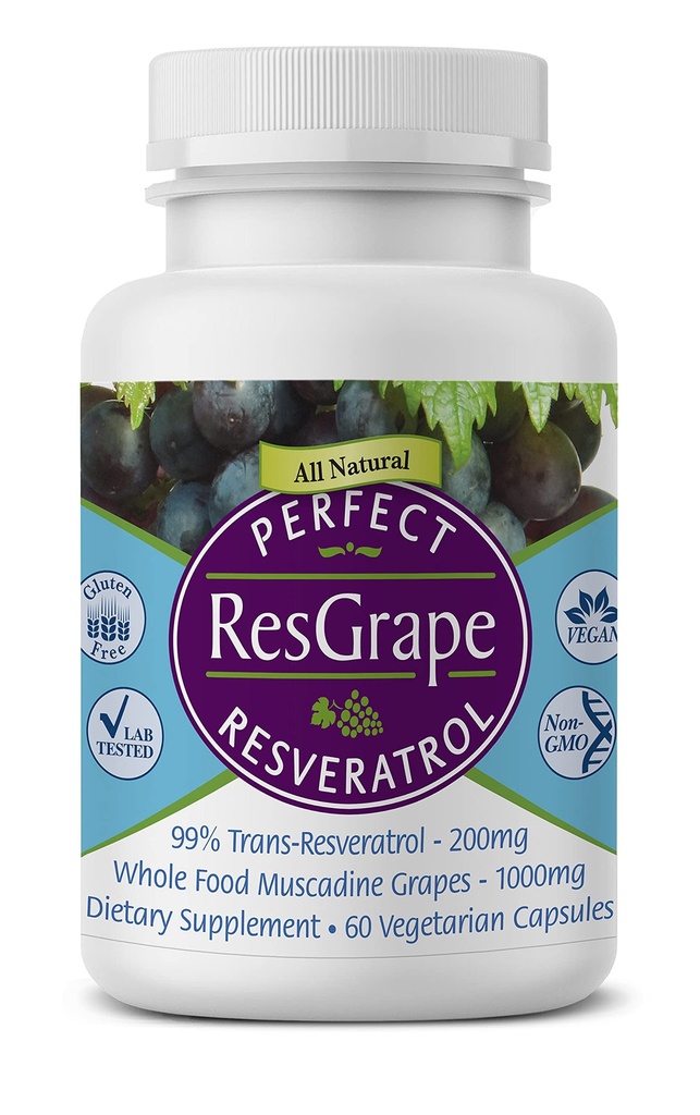Perfect Supplements – Perfect ResGrape Resveratrol – 60 Veggie Capsules – Trans-Resveratrol & Organic Muscadine Grape