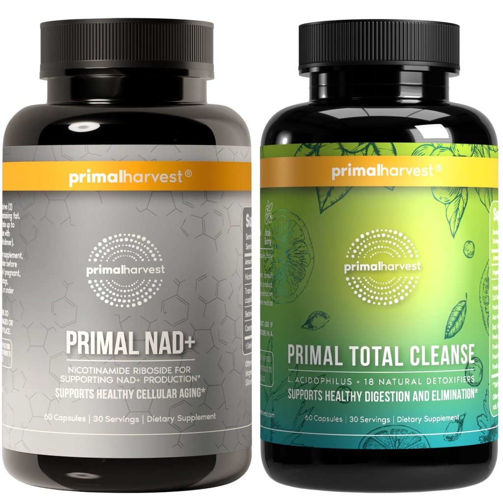 Primal Harvest Daily Two-Step Routine | NAD+ + Total Cleanse | 2 Pack | 30 Day Supply