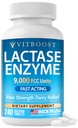 VITBOOST Lactase Enzyme 9,000 FCC Units - Lactose Intolerance Relief - 240 Fast Acting Tablets - Max Strength Dairy Relief Supplement - Vegetarian, Non-GMO, Made in USA