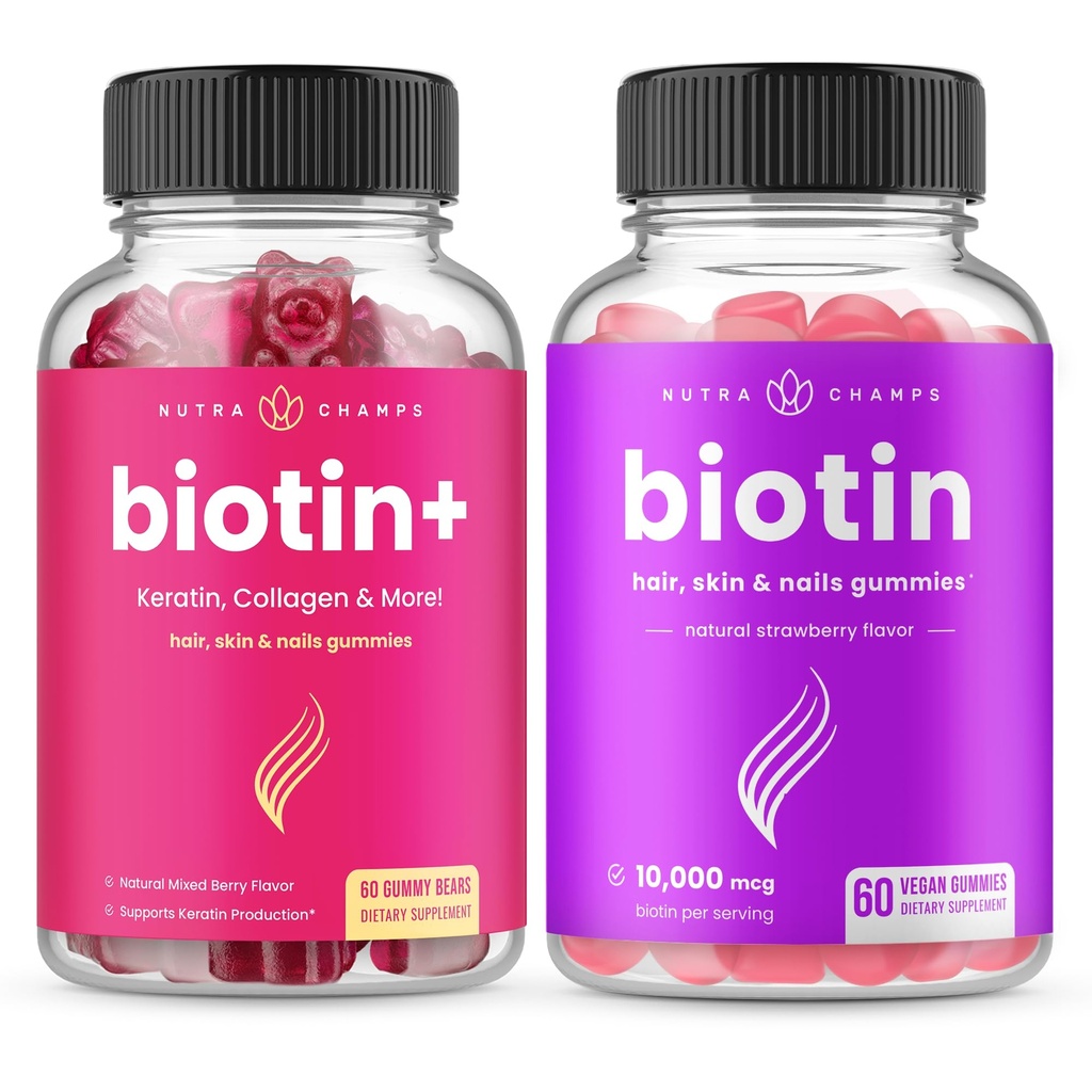 NutraChamps Biotin+ & Biotin. Το πλήρες Duo για τα μαλλιά, δέρμα και νύχια.