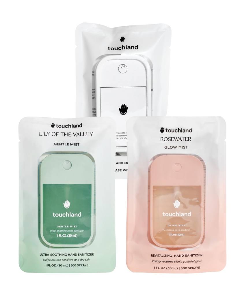 Touchland Glow + Gentle Hand Sanitizer Spray + Case Set