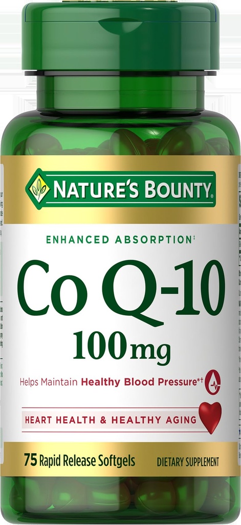 Nature's Bounty CoQ10, Βοηθά στη διατήρηση της υγιούς αρτηριακής πίεσης, 100 mg, Rapid Release Softgels, 75 Count